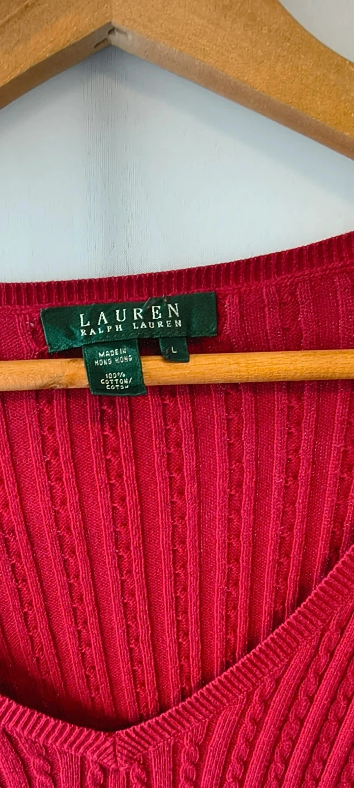 Lauren Ralph Lauren tricô | 100% algodão | vermelho | tamanho L | malha fina | #274 – photo 3